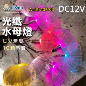 阿囉哈LED總匯_A-124-37-03_直徑20cm-燈距50cm-下垂100cm-七彩-光纖水母燈-10顆/串賣