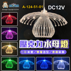 阿囉哈LED總匯_A-124-51-01_七彩-雙層壓克力-水母燈-直徑20cm-1顆／賣-DC12V