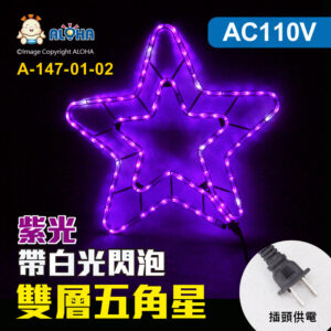 阿囉哈LED總匯_A-147-01-02_紫光帶白光閃泡-雙層五角星-110V-聖誕裝飾造型燈