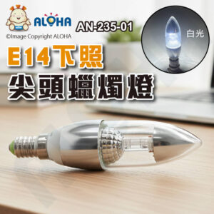 阿囉哈LED總匯_AN-235-01_E14下照-30顆3014白光300LM尖頭蠟燭燈-銀體