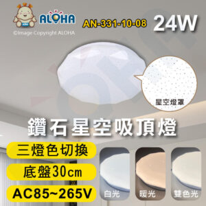 阿囉哈LED總匯_AN-331-10-08_24W-30cm底盤-鑽石星空吸頂燈-三色光-手動切換開關-AC85~265V