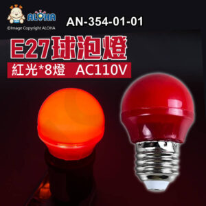 阿囉哈LED總匯_AN-354-01-01_E27-3W-紅光球泡燈-110V-2835*8燈