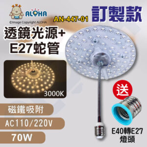 阿囉哈LED總匯_AN-447-01_訂製70W-3000K-6700LM-E40轉E27+E27-19.5cm蛇管