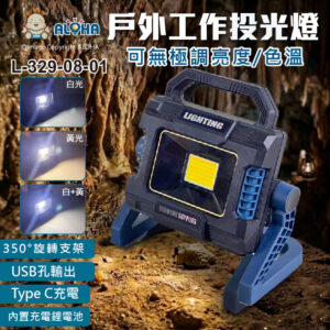 阿囉哈LED總匯_L-329-08-01_方窗COB-戶外工作投光燈3.7V-18000mAh-W8100B