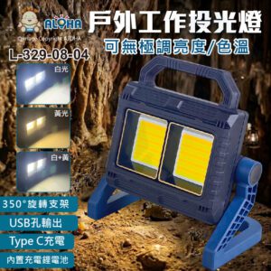 阿囉哈LED總匯_L-329-08-04_雙窗COB-戶外工作投光燈3.7V-18000mAh-W8103B