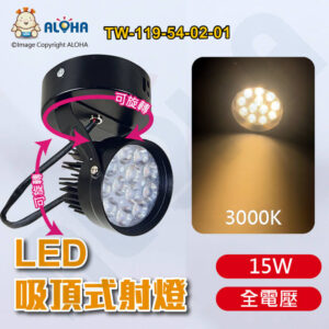 阿囉哈LED總匯_TW-119-54-02-01_15W-3000K-1440流明24度-黑吸頂燈-全電壓