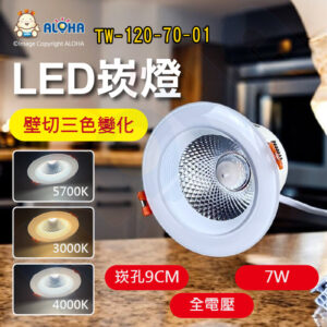 阿囉哈LED總匯_TW-120-70-01_7W-壁切三色變化崁燈-5700K/3000K/4000K-崁孔9cm36度