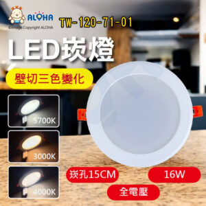 阿囉哈LED總匯_TW-120-71-01_16W-壁切三色變化崁燈-5700K/3000K/4000K-崁孔15cm