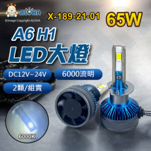 阿囉哈LED總匯_X-189-21-01_H1-DC12V~24V-65W（6000流明）×2顆-6000K-LED大燈-CSP添鑫-A6