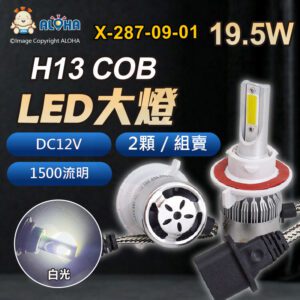 阿囉哈LED總匯_X-287-09-01_DC12V-H13-COB大燈-白光-2顆／組-1500流明-戰鬥版