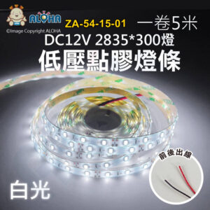 阿囉哈LED總匯_ZA-54-15-01_2835-白光-7.5W／米-22LM／顆-5米300燈-點膠燈條-DC12V