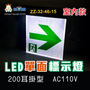 阿囉哈LED總匯_ZZ-32-46-15_中型LED單面-右向-白底綠箭頭-200耳掛型-B級1:1-18燈-標示燈-AC110V