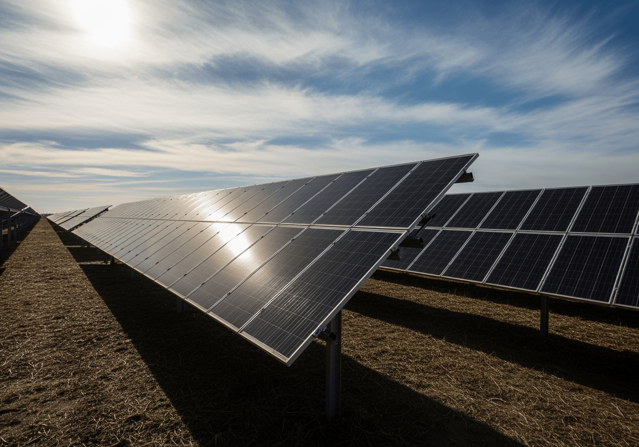 太陽能板在白天吸收陽光