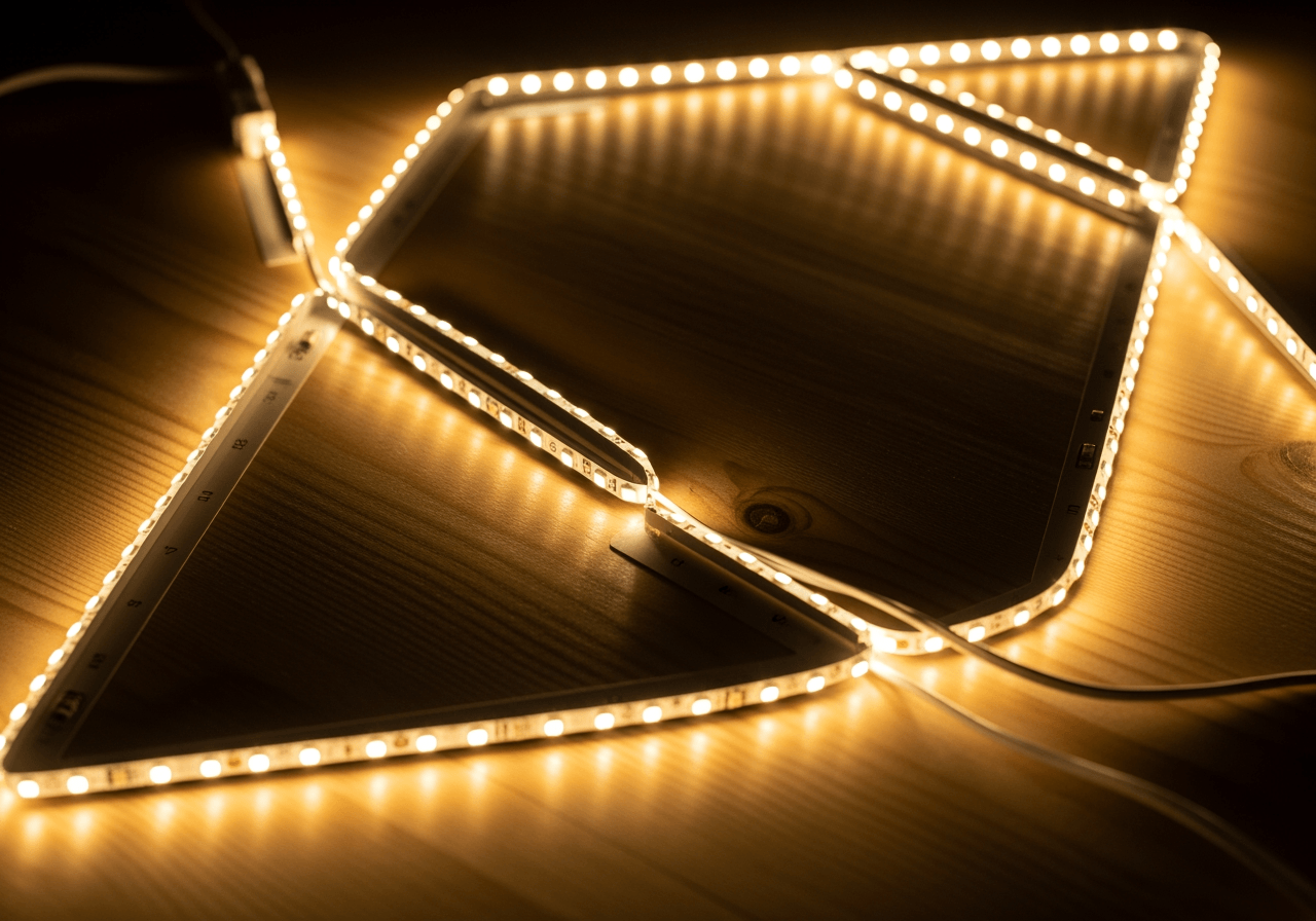 LED燈條貼在木板表面